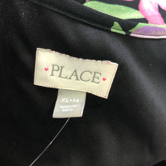 The Children's Place Black Tropical Floral Off The Shoulder High Low Dress XL 14 - Picture 8 of 8